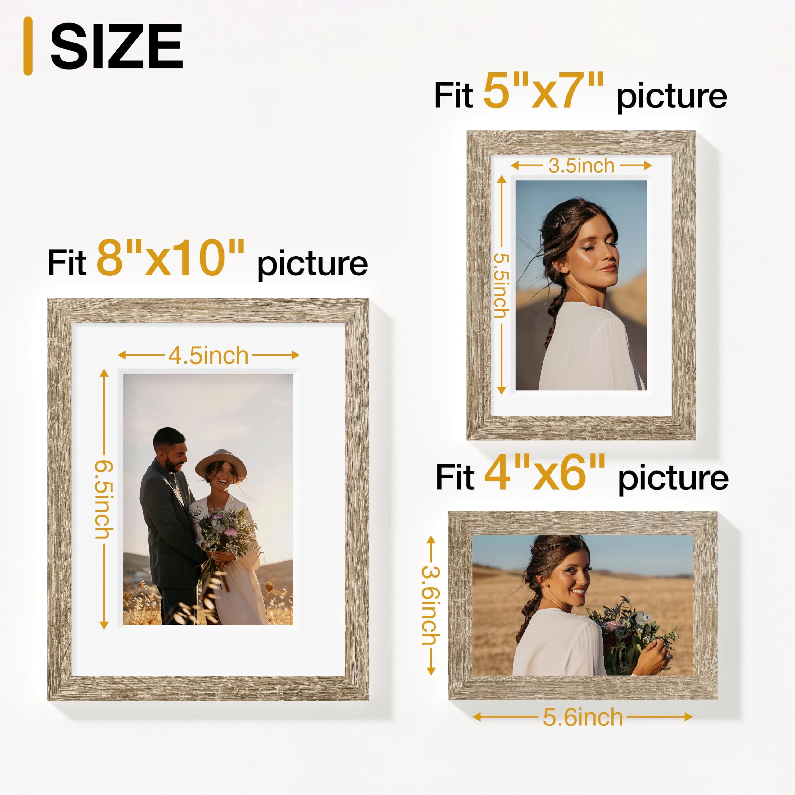 Picture Frames Set - 10 Pack Rustic Grey