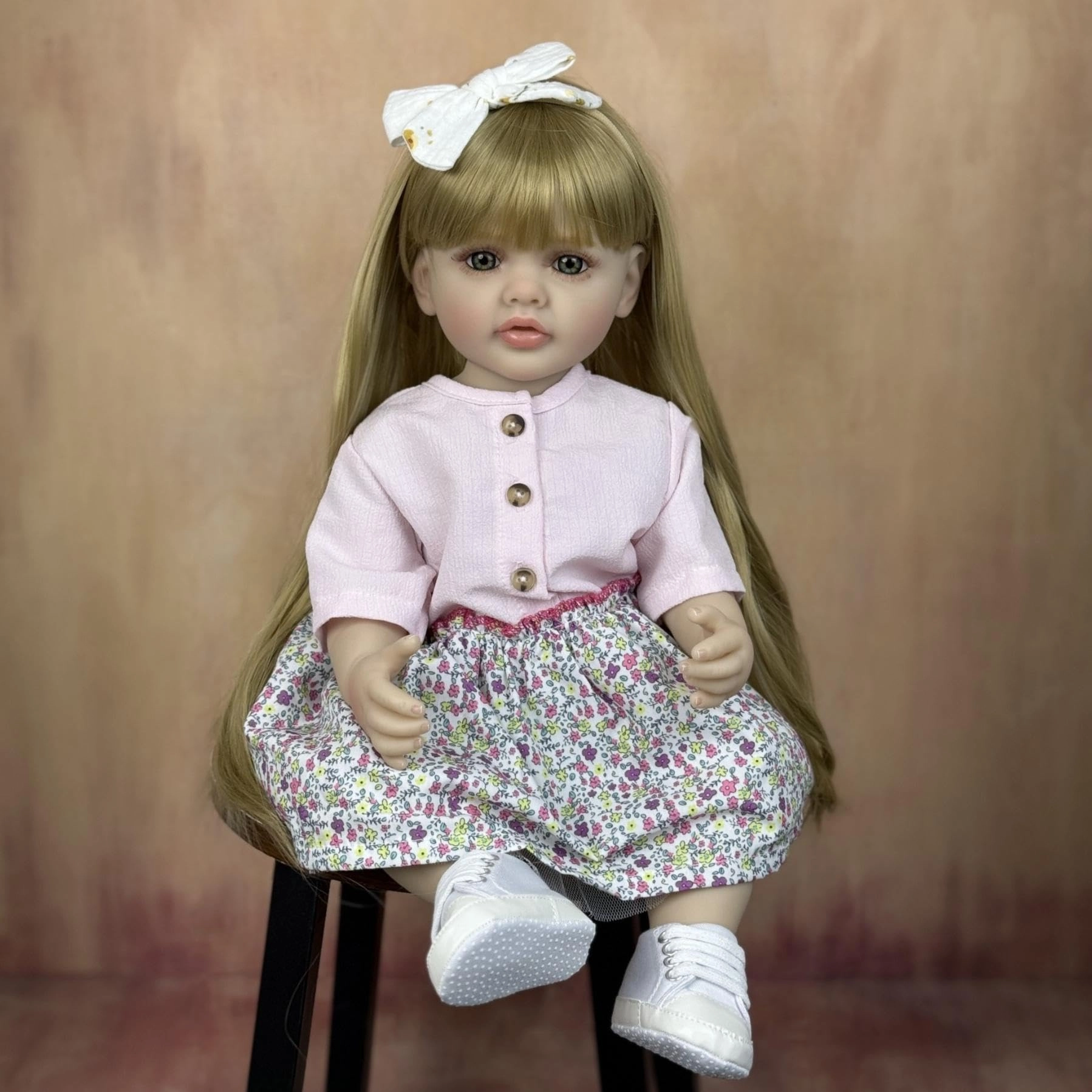 GUESSBELLY Reborn Baby Doll - 55cm 22inch Vinyl Blonde Long Hair