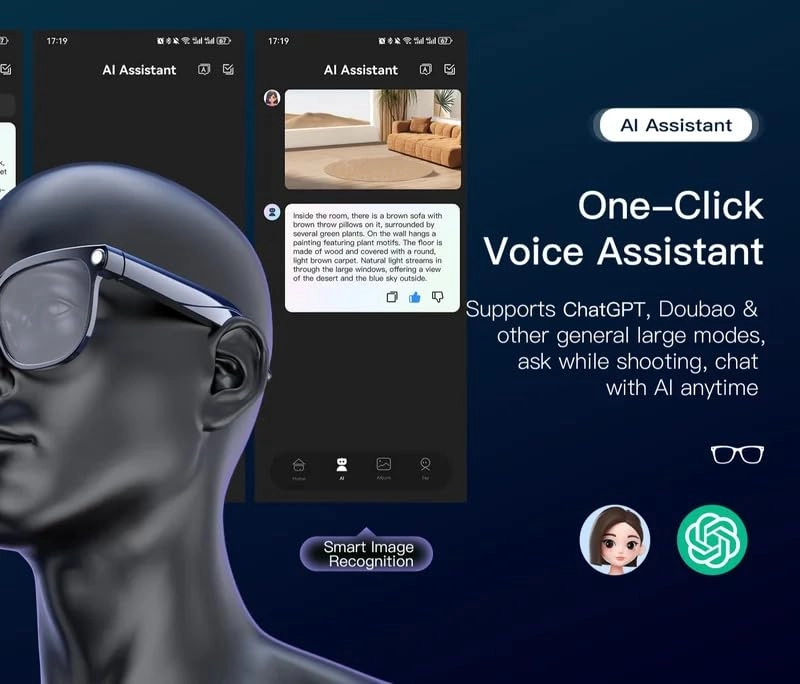 AI Smart Glasses - Real Time Translation Electrochromic lenses 320mAh battery