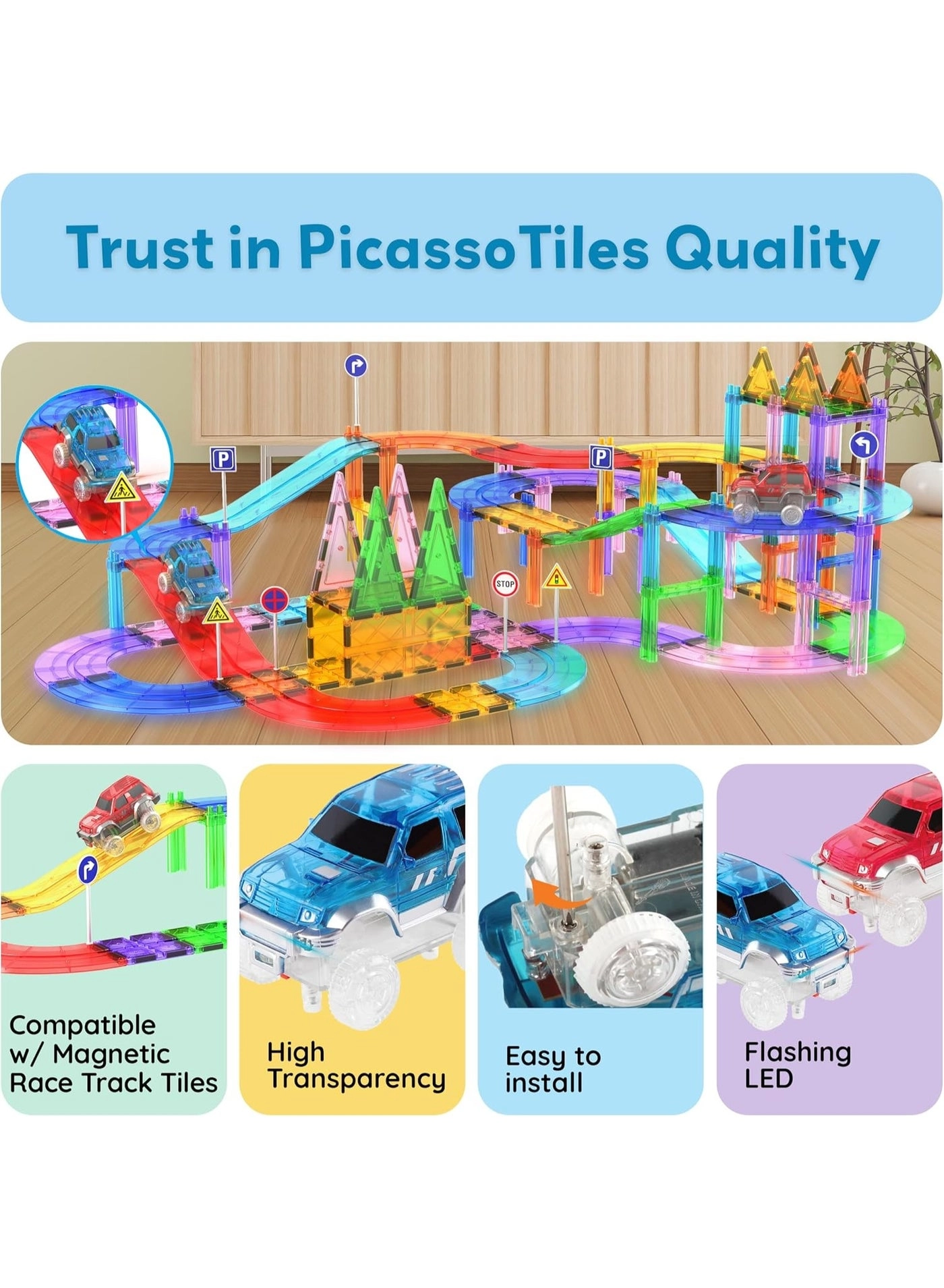 Magnetic LED Flashing Race Car - 2 pcs