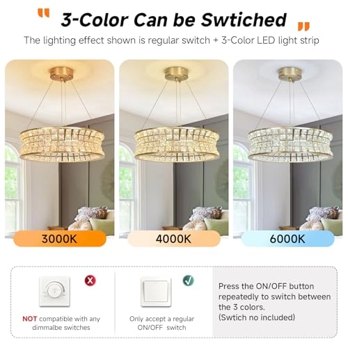 Modern Gold Crystal Chandelier - Warm White