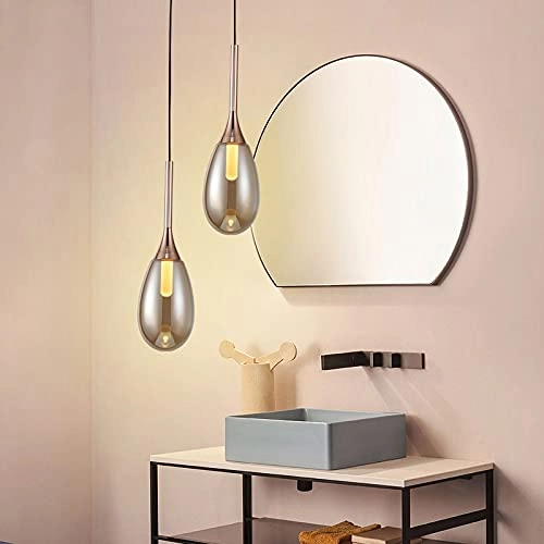 Teardrop Glass Ceiling Pendant Light - Smoke Gray E27 1 light