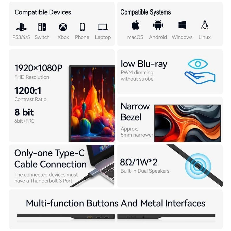 Portable Monitor - 1920x1080 15.6 Inches