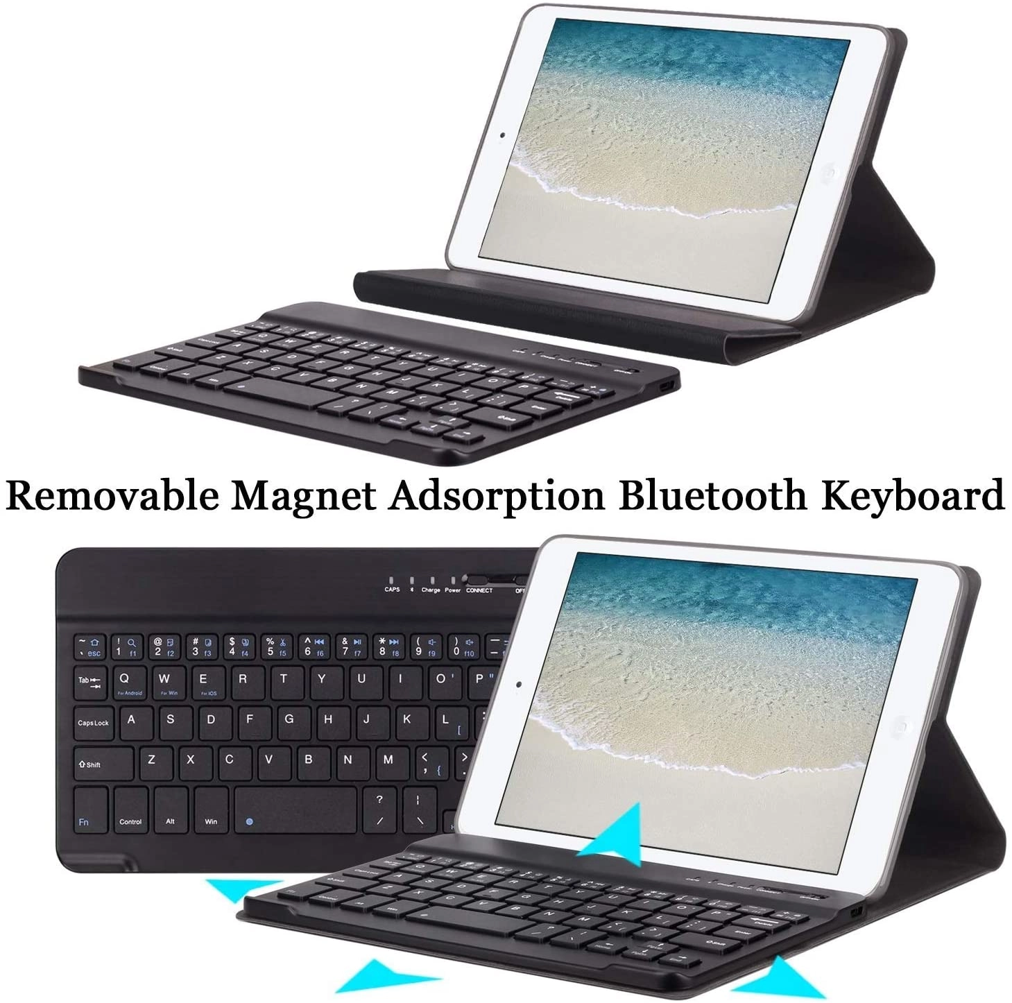 Keyboard Case with Magnetic Detachable Wireless Bluetooth Keyboard for iPad Mini 4 7.9-inch