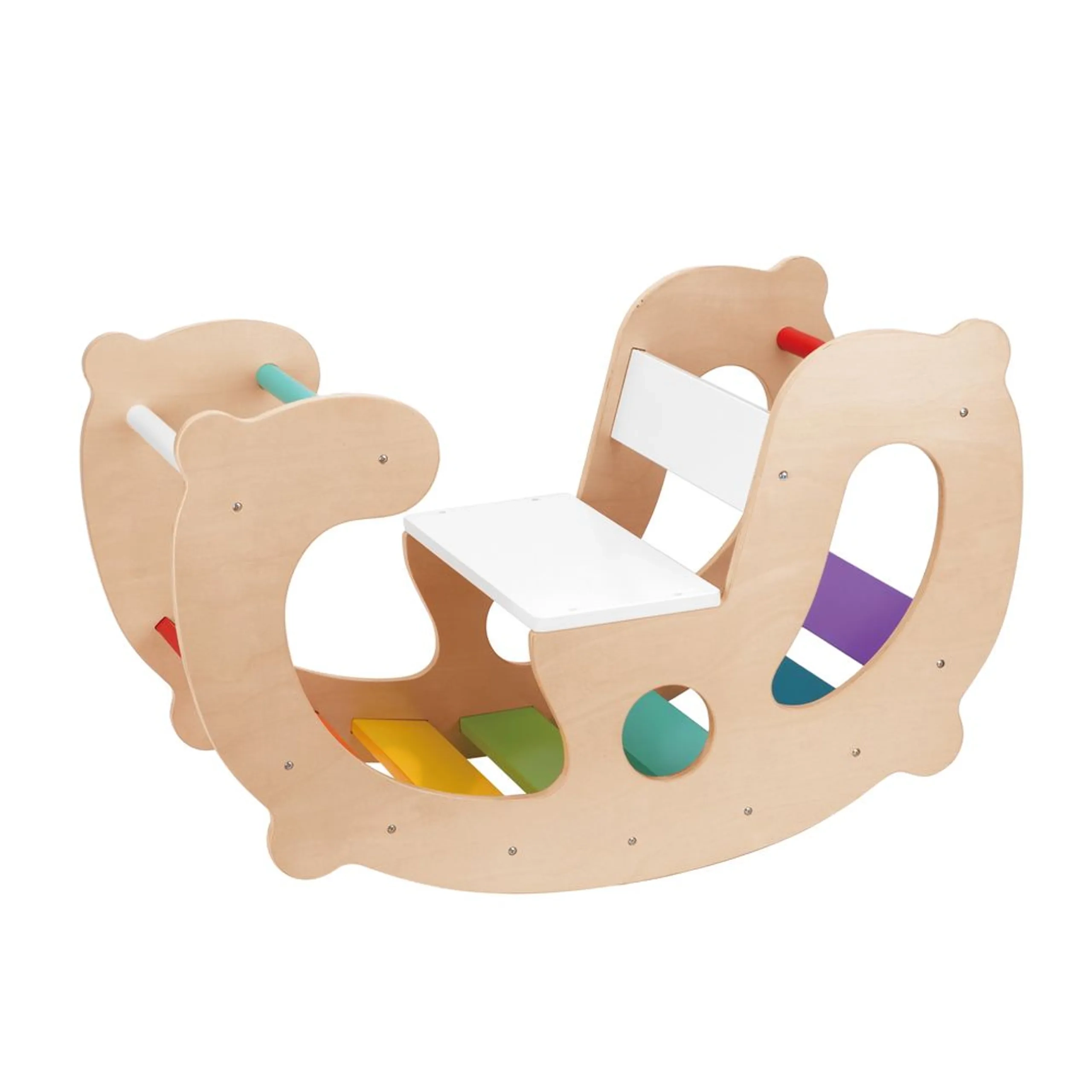 Rainbow Multifunctional Wooden Climbing Arch - Multicolor Montessori