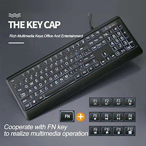 Ergonomic Large Font Print Keyboard - Qwert RF|usb