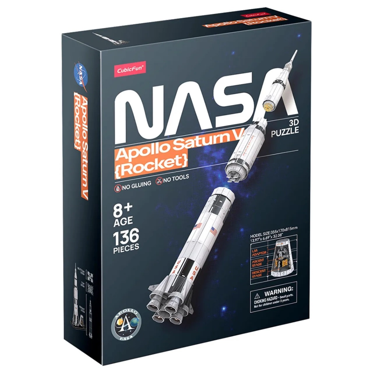 CubicFun NASA Apollo Saturn V 3D Puzzle (ALGT-DS1059H) - 136 pcs