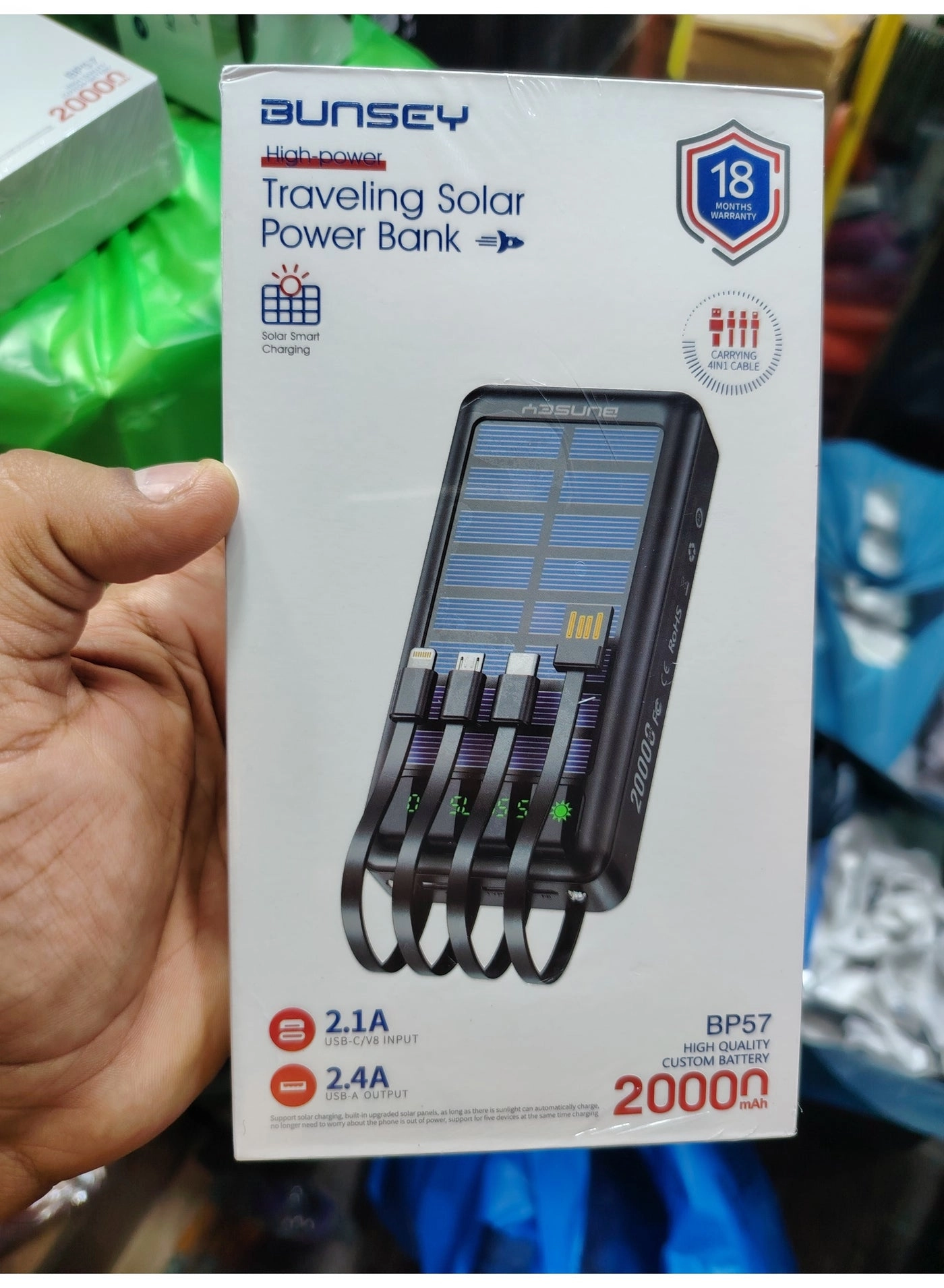 BUNSEY Solar powerbank - 20000mah