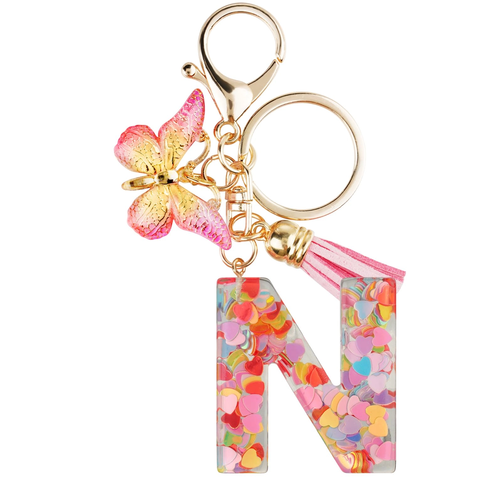 Initial Letter Keychain - Butterfly