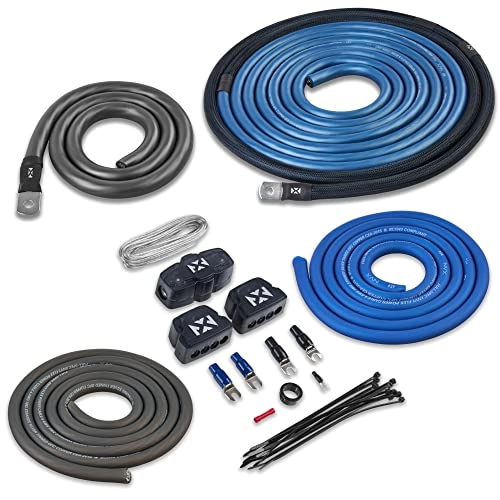 NVX True 1/0 Gauge AWG Dual Amplifier Wiring Kit - 100% OFC 4000W