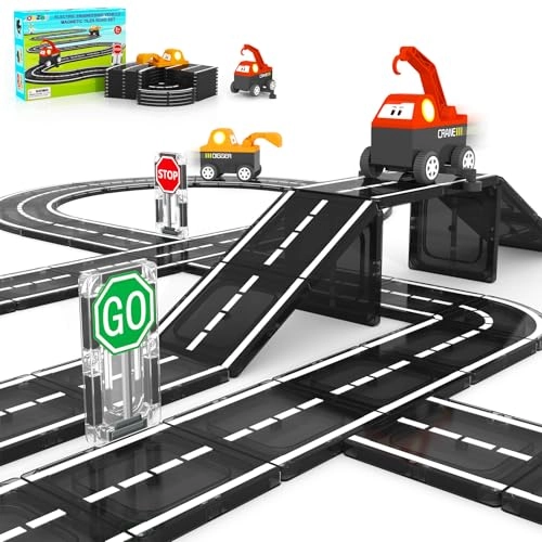 Magnetic Tiles Roads Engineering Vehicle Set - 36 months - 8 years 25 pieces