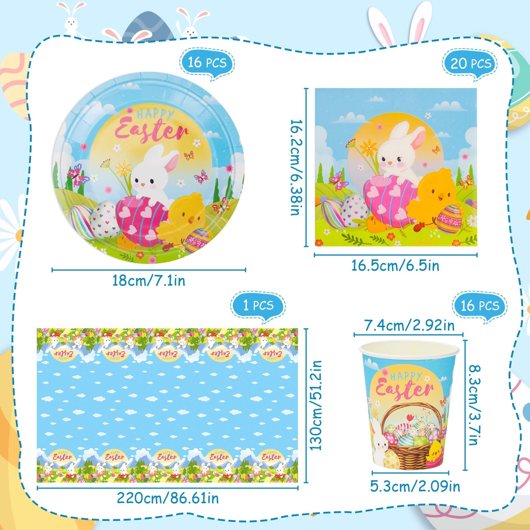 Easter Party Tableware Set - 53Pcs Easter