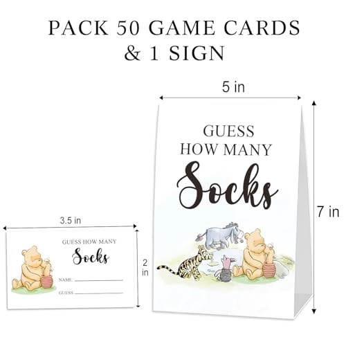 Winnie Baby Shower Game Cards - English Adult 50pcs
