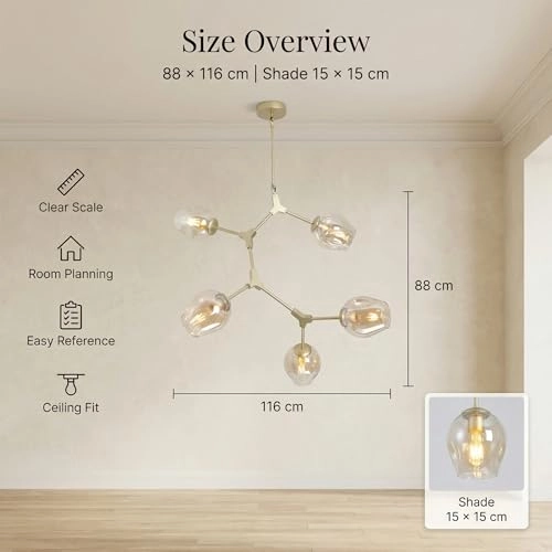 Sputnik Globe Pendant - 88cm x 116cm 5-Light Gold