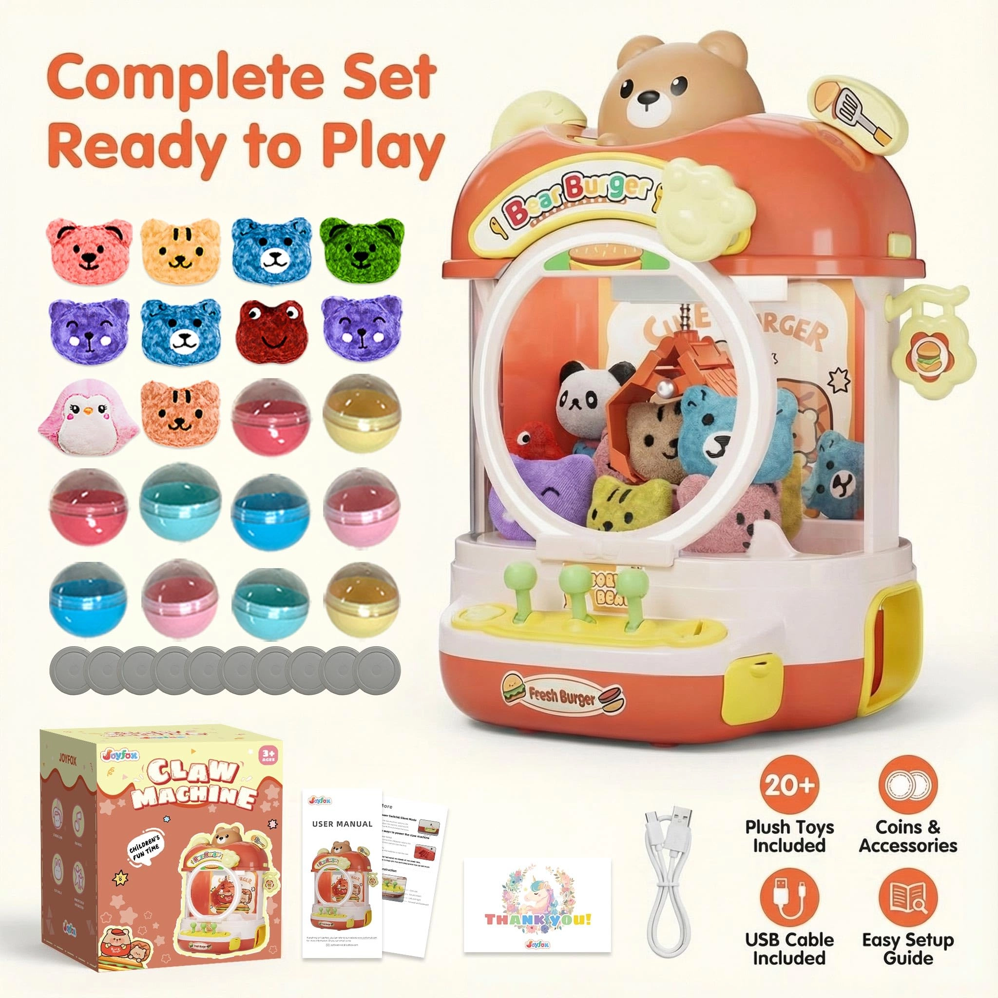 joyfox Claw Machine Burger Bear - 5 years+