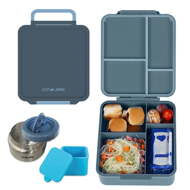 Jumbo Lunch Box - 1600ml + Stainless Steel Food Jar - 290ml + Spoon & Fork