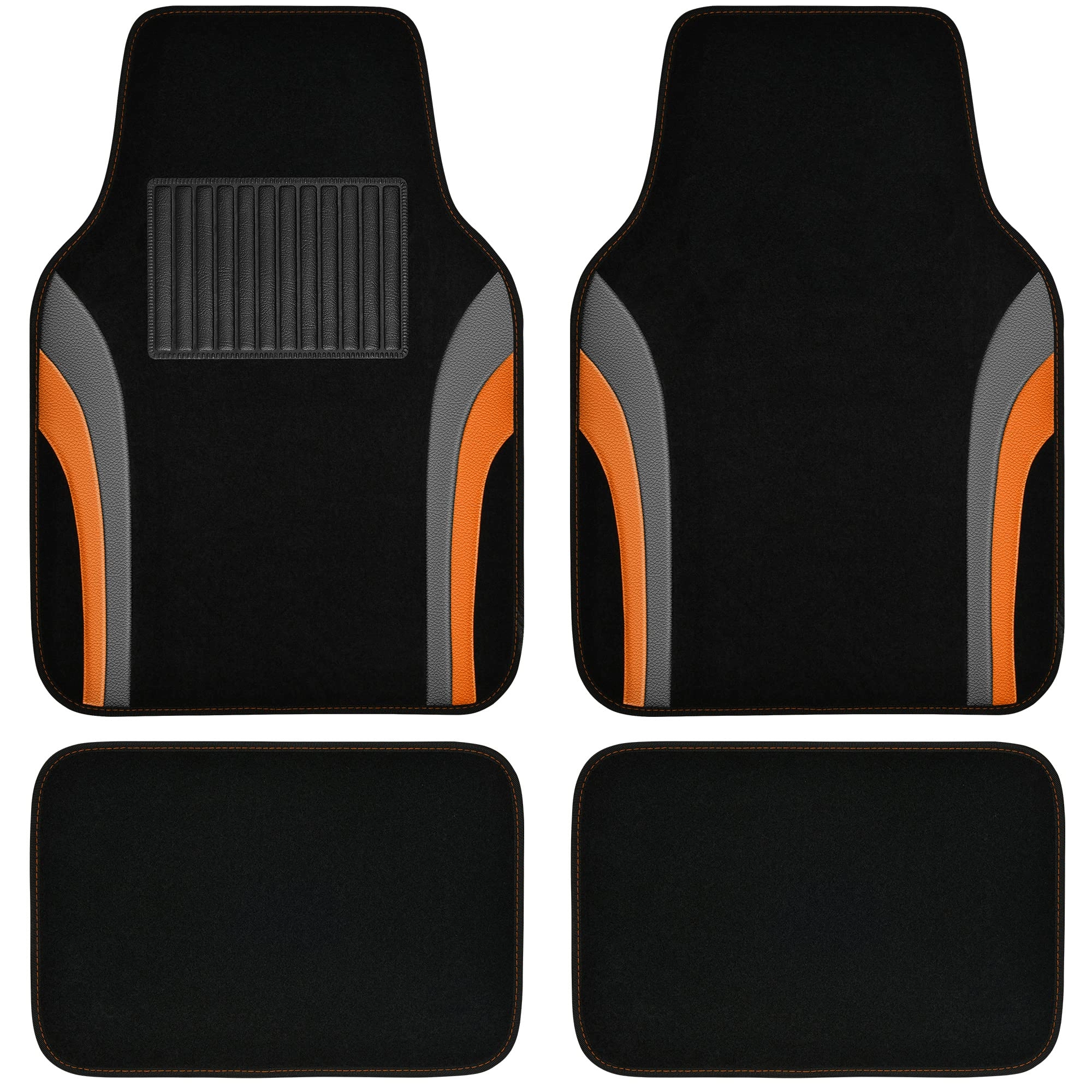 Universal Fit Car Floor Mats - Set of 4pcs Black and Burgundy