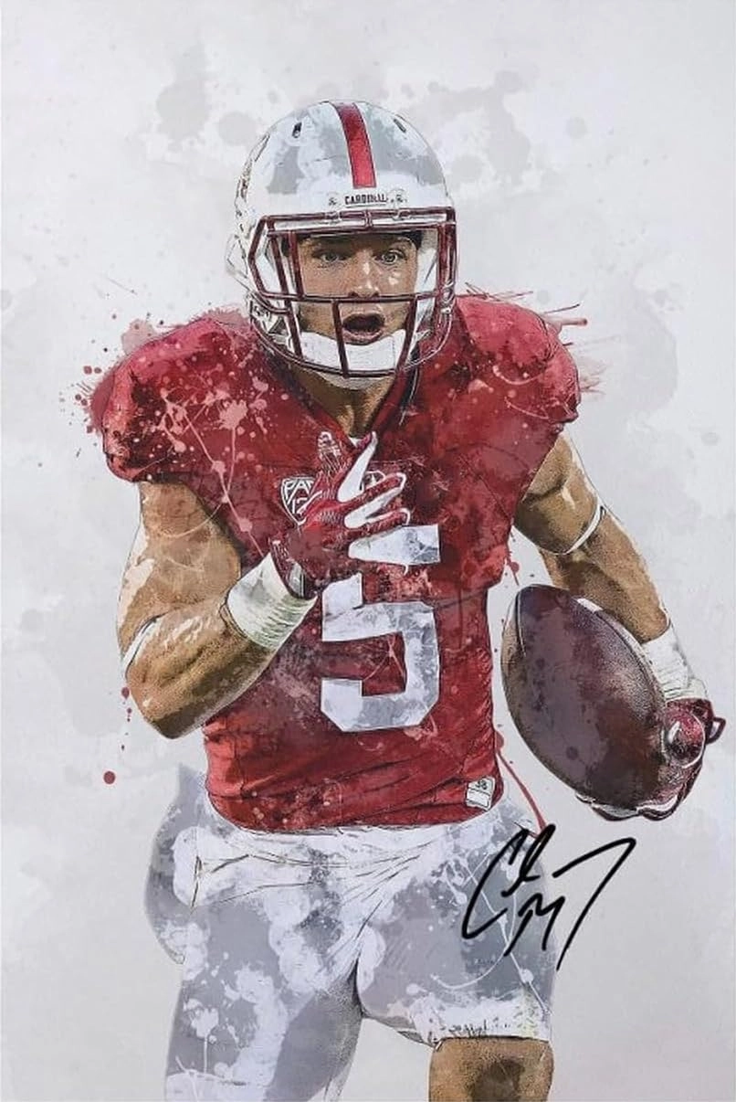 whzkcyh Christian McCaffrey Poster - Canvas 24 x 36 in Unframed