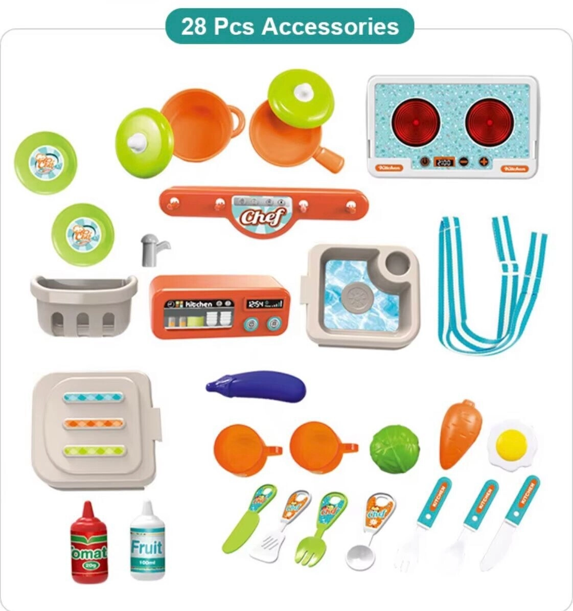 Kids Kitchen Play Set - Pretend Play Cooking Accessories
