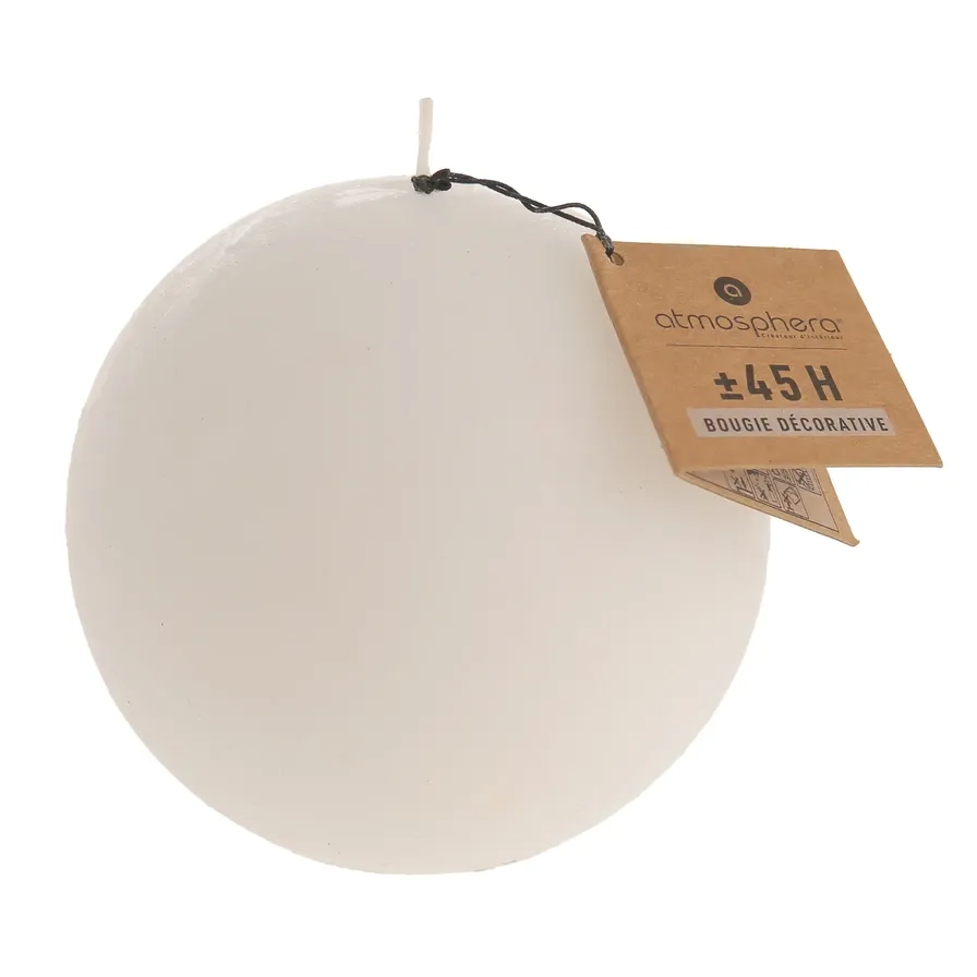Olia Rustic Wax Ball Candle - 10 cm 45 hours White
