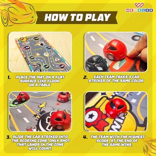 Striker Board Game - Finger Flick Play Mat 6 Car Striker