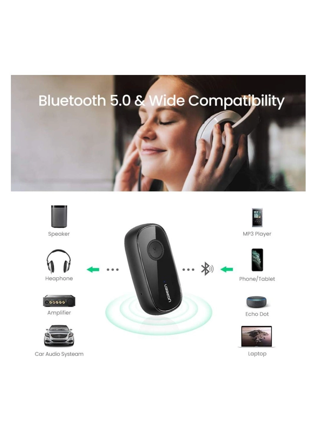 Bluetooth Aux Adapter - Bluetooth 5.0 3.5mm micro USB