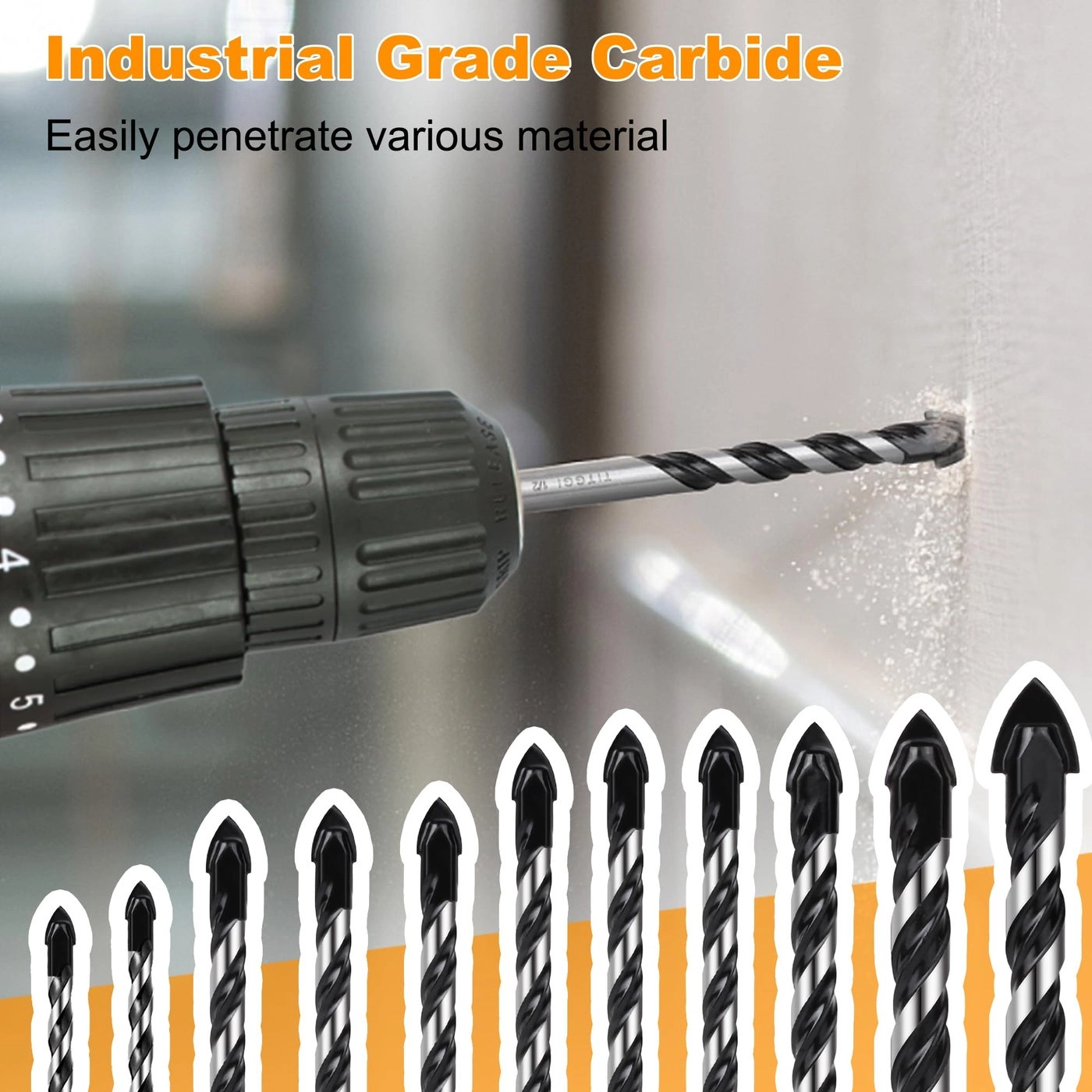 Masonry Drill Bit Set - Carbide 10PCS 1/4"