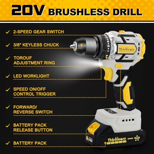 Brushless Drill Tool Set - 2.0Ah 20 Volts