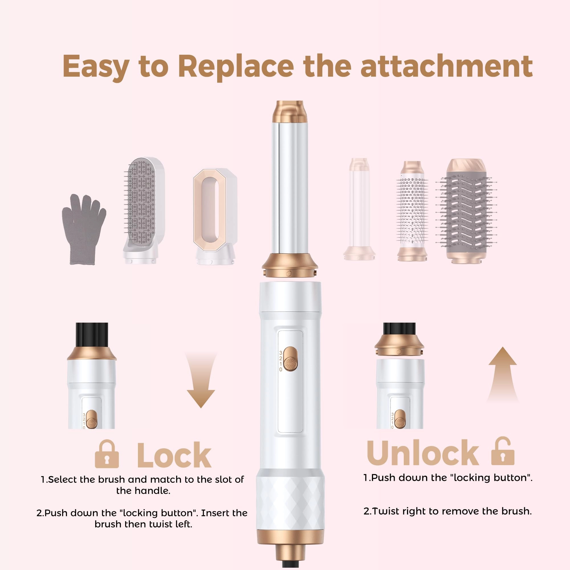 Air Styler - 6 in 1 Negative Ionic 3 Heat Settings