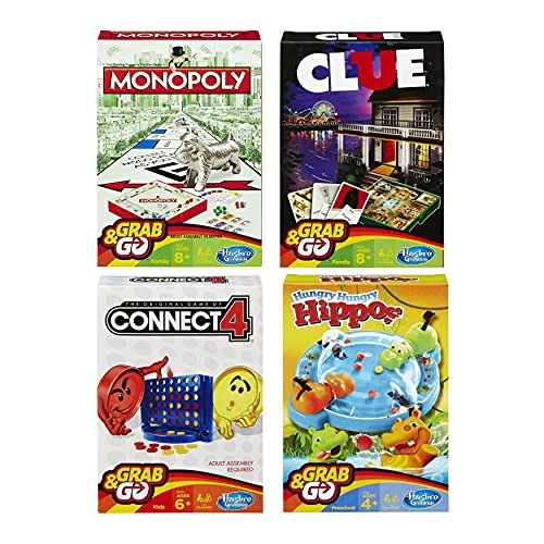 Clue - Grab and Go + Monopoly + Connect 4 + Hungry Hungry Hippo