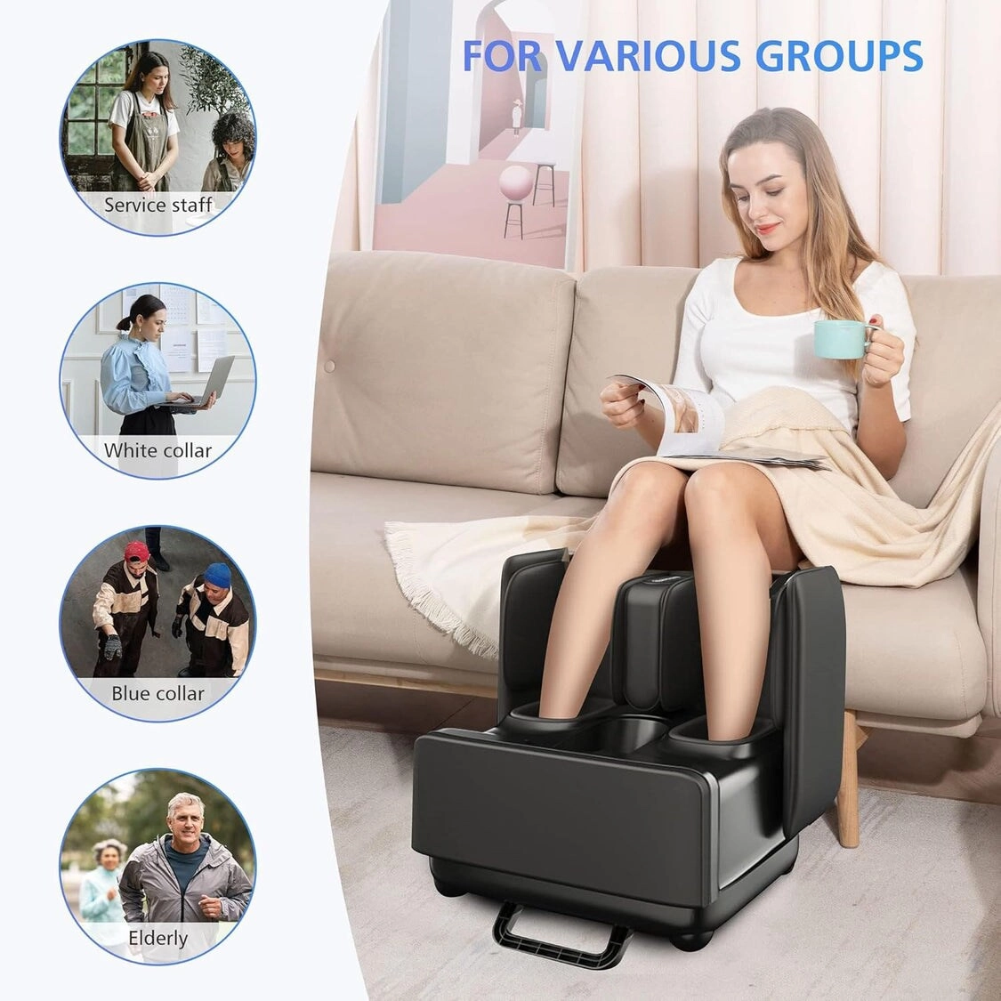 CF-5001 - 2-in-1 Foot Massager Ottoman