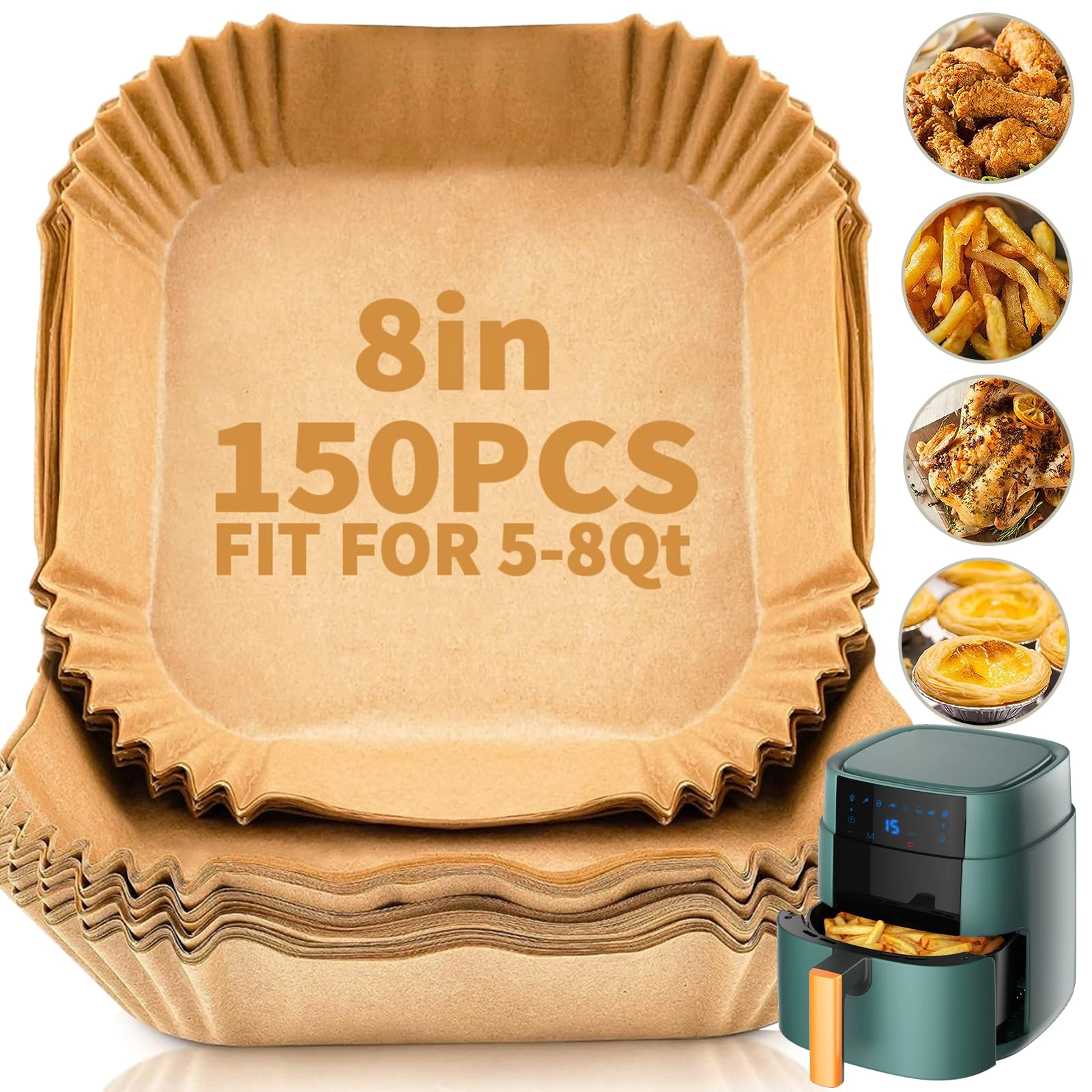 DSMY Air Fryer Liners - Wood 150 Count