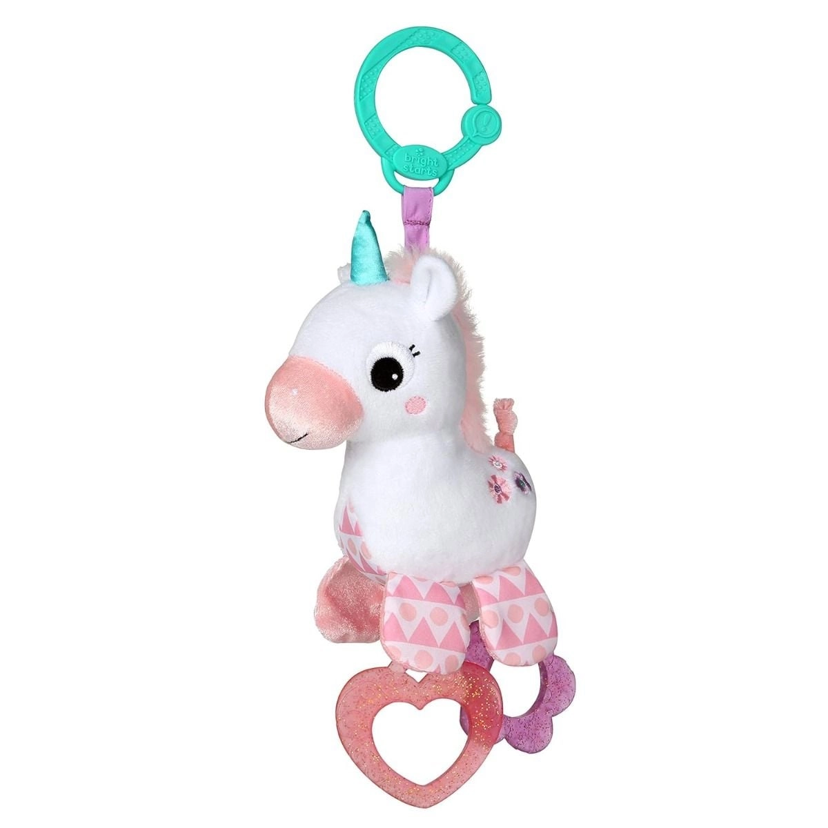 Bright Starts Sparkle And Shine On The Go Teething Toy - Unicorn - Take-along Rattle