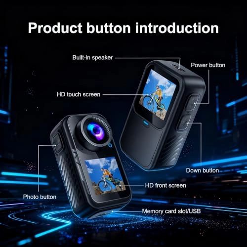 Dual Screen Sports Body Camera - 5 MP 128G
