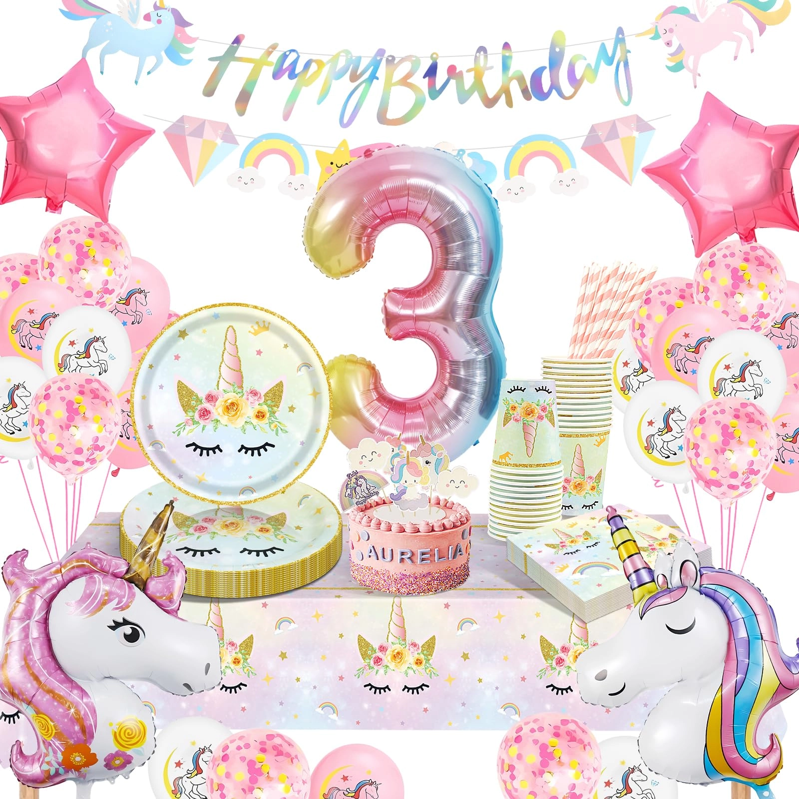 Unicorn Party Decorations - 16 Guests Birthday
