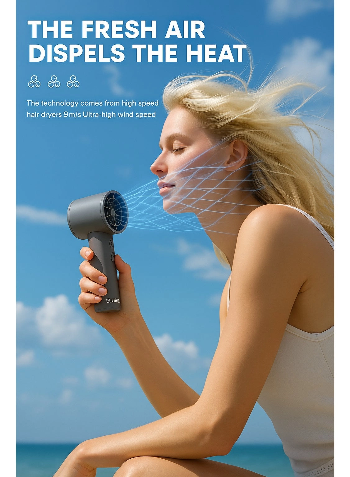 Air - Wireless Earbud + Mini USB Rechargeable Fan - Wired Fan