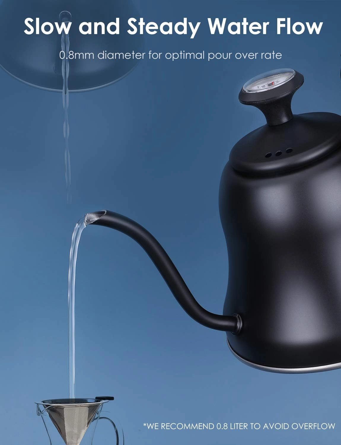 Tea Kettle with Thermometer - 0.8 Liters