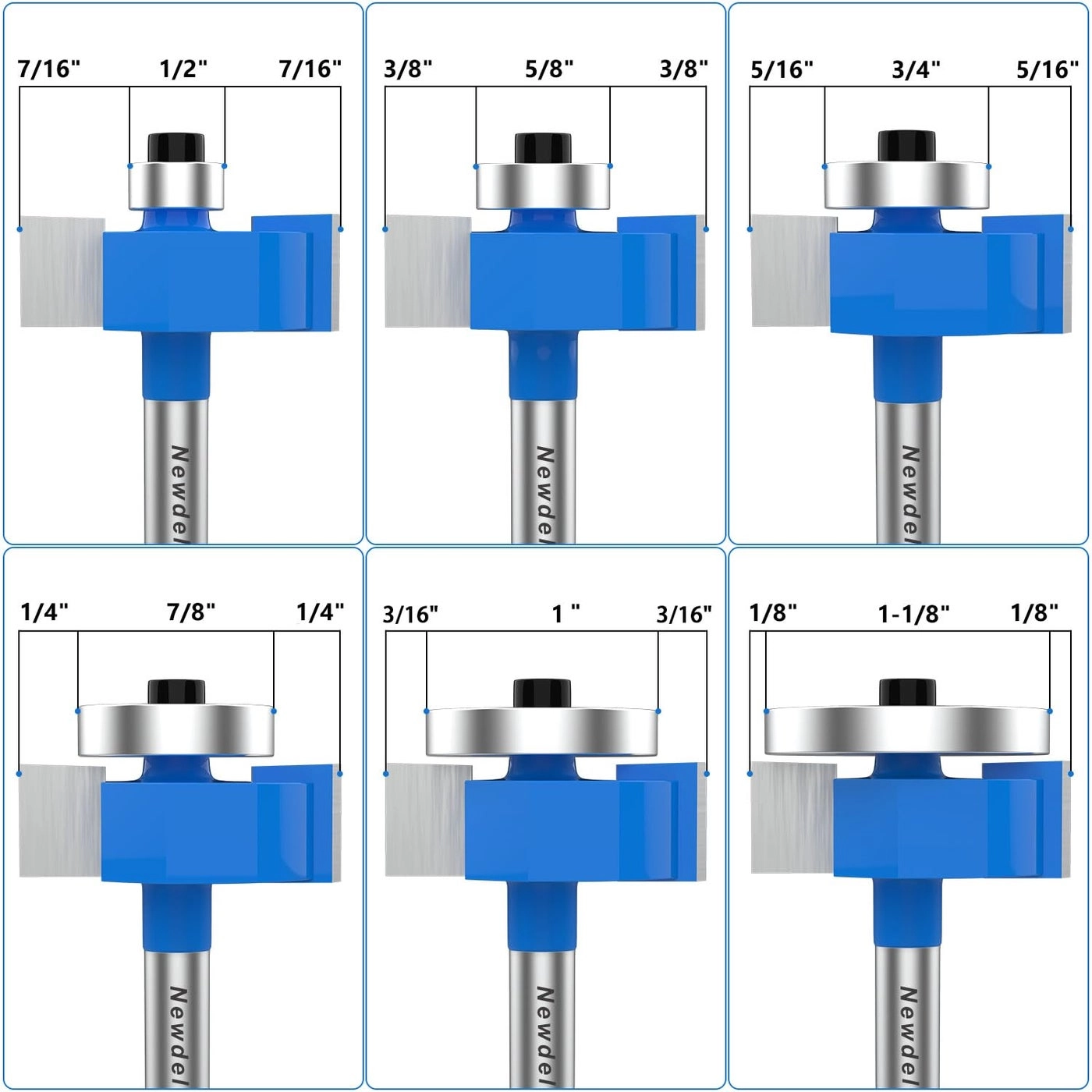 Rabbet Router Bit Set - 1/4 Inch Shank 4Pcs