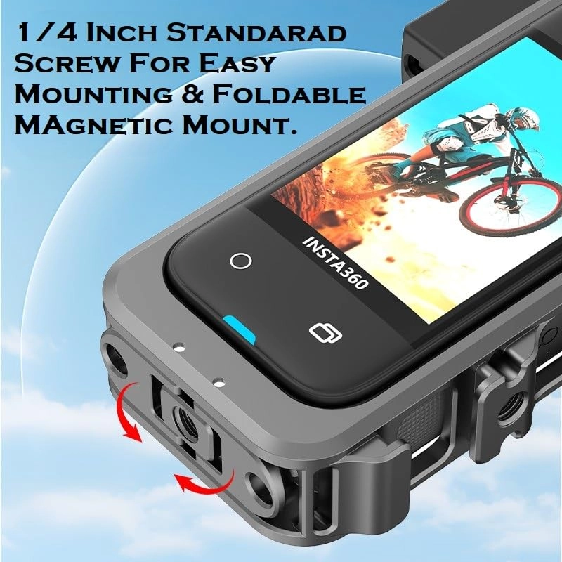 Aluminium Frame for Insta360 X4 - Cold Shoe Mounts Tripod Compatibility