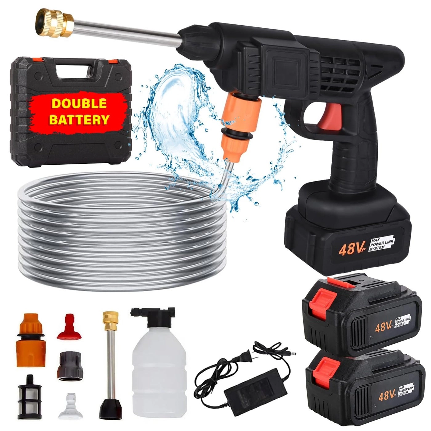 Pivalo High Pressure Washer - 48V Dual 12000 mAh Battery 5M Hose