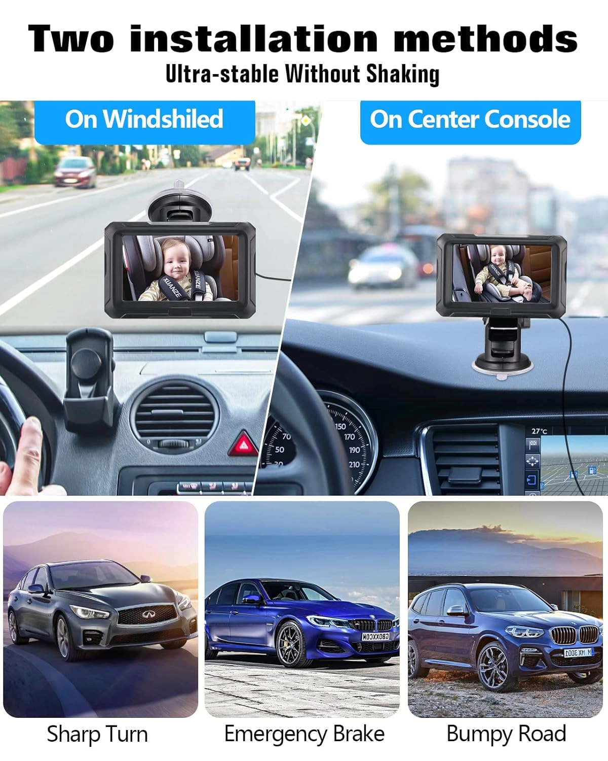 Baby Car Camera - 1080P Night Vision 360 Rotatable
