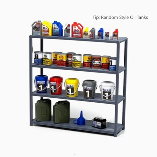 Car Repair Gantry Crane + Oil Storage Rack + Hydraulic Oil Extractor - plastic and metal 1:18