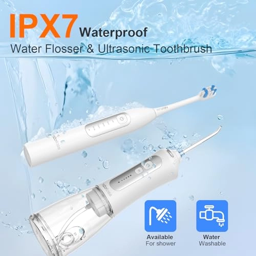 Sonic Electric Toothbrush - Rechargeable 2000mAh + Water Flosser - 2500mAh 300ml Tank