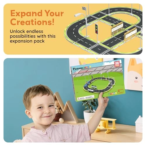 Magnetic Printed Tile Highway Set - Street Sign Traffic 28pcs