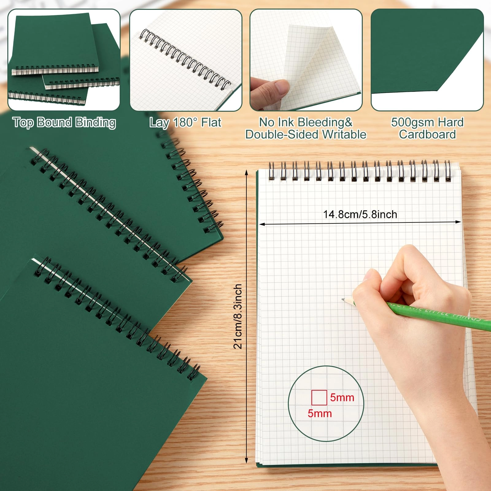 Graph Paper Spiral Notepad A5 Spiral - Grid 70 Sheets