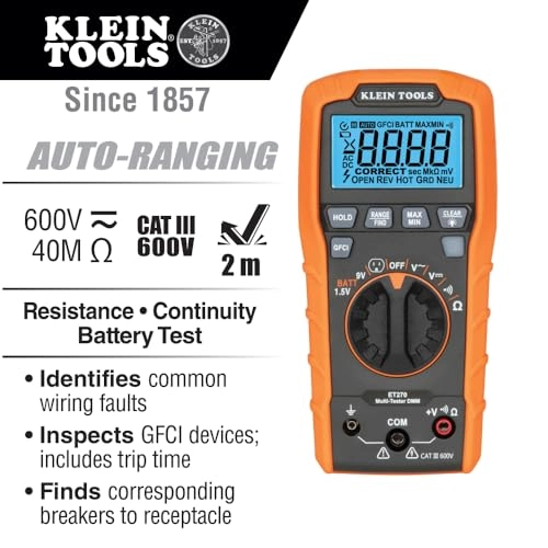 ET270 - Auto-Ranging Digital Multi-Tester + D275-5 - Diagonal Cutting Pliers