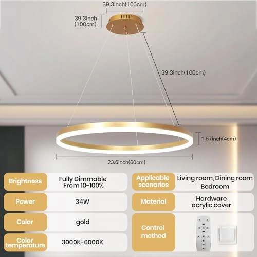Modern LED Chandelier - 3000K-6000K Dimmable