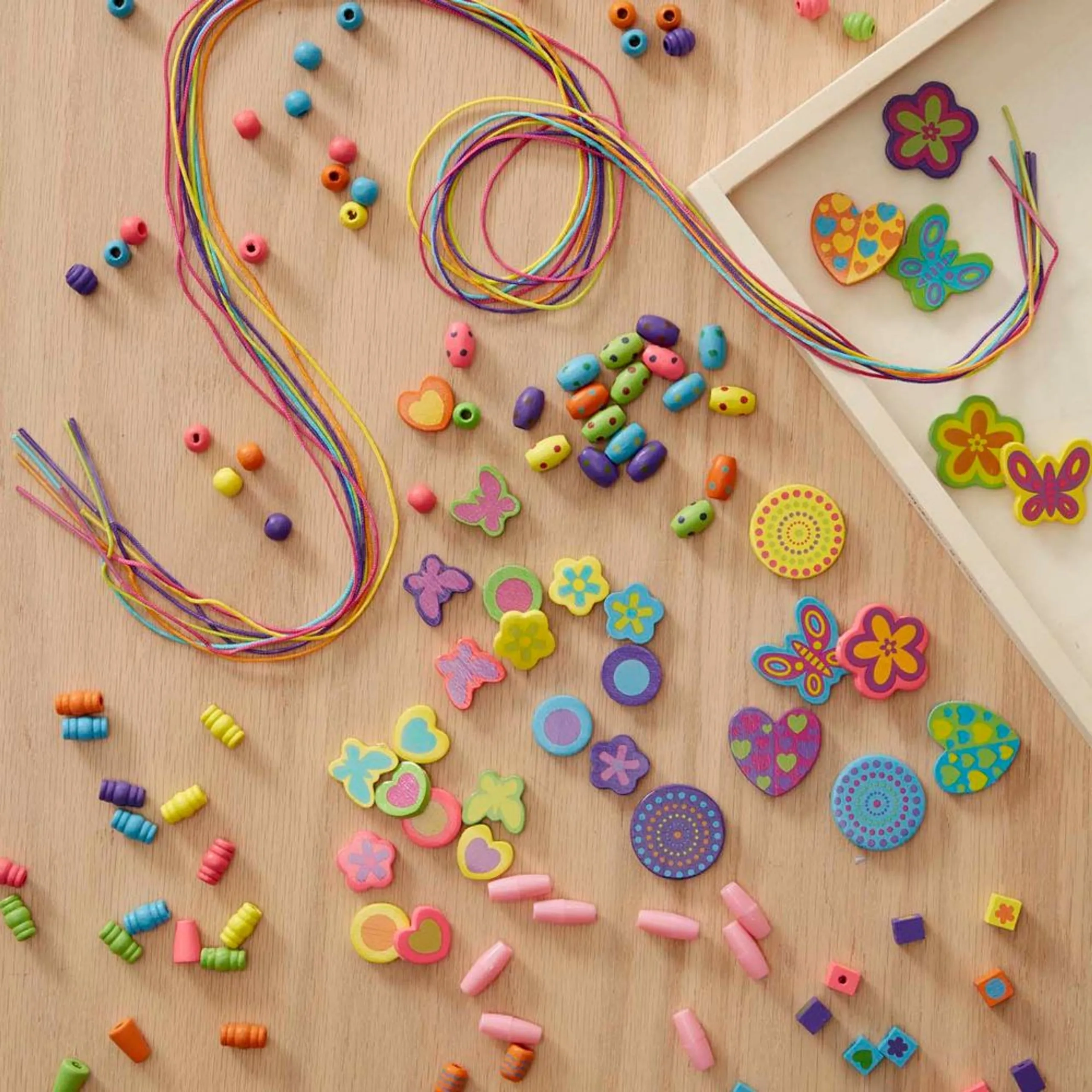 Bead Bouquet - Over 220 wooden beads 8 cords
