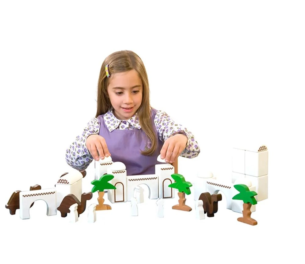 Desert Village - Suitable for 2 years and above 70 wooden blocks