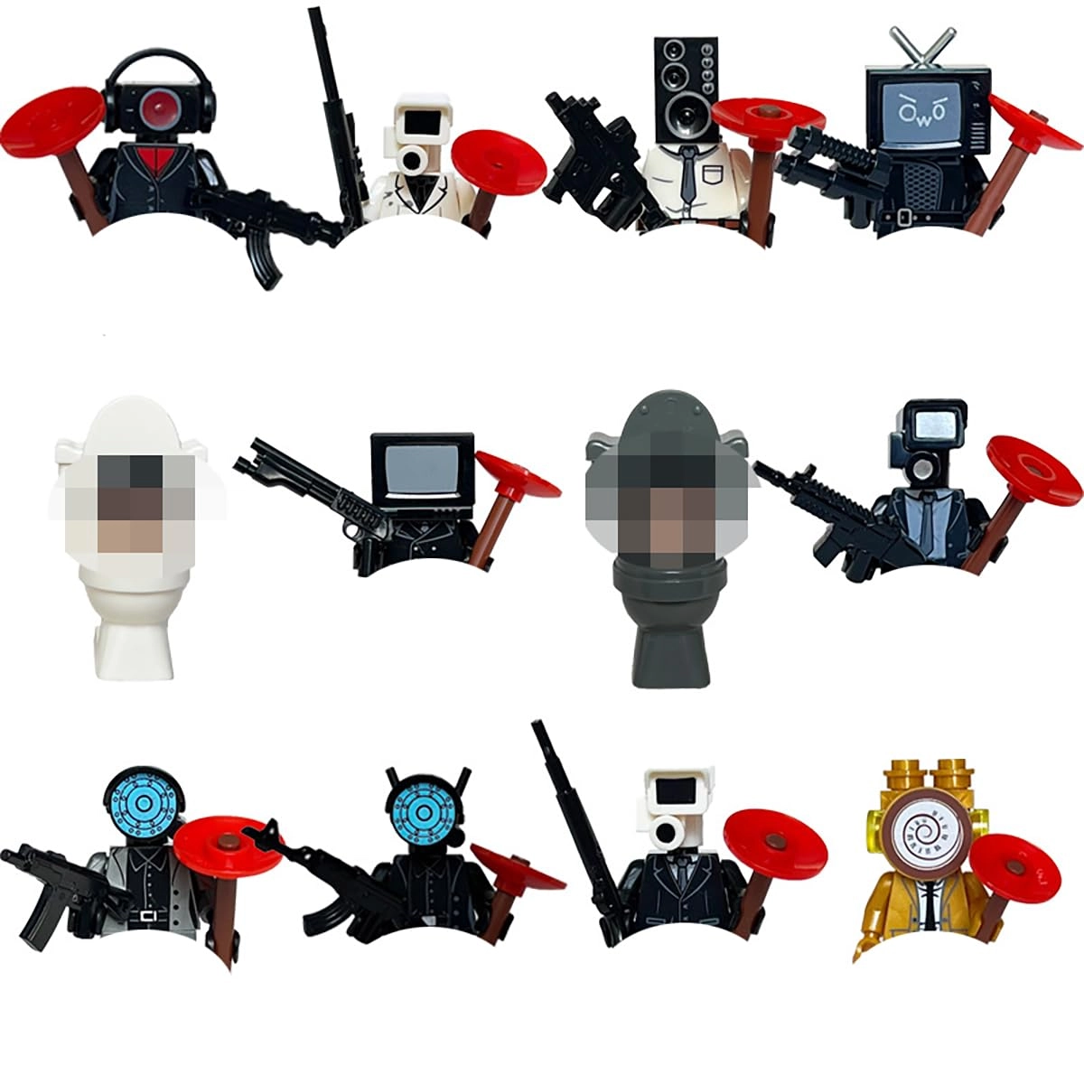 Trisar Toilet Mini Figure Building Set - 15 years movable character 12 pieces